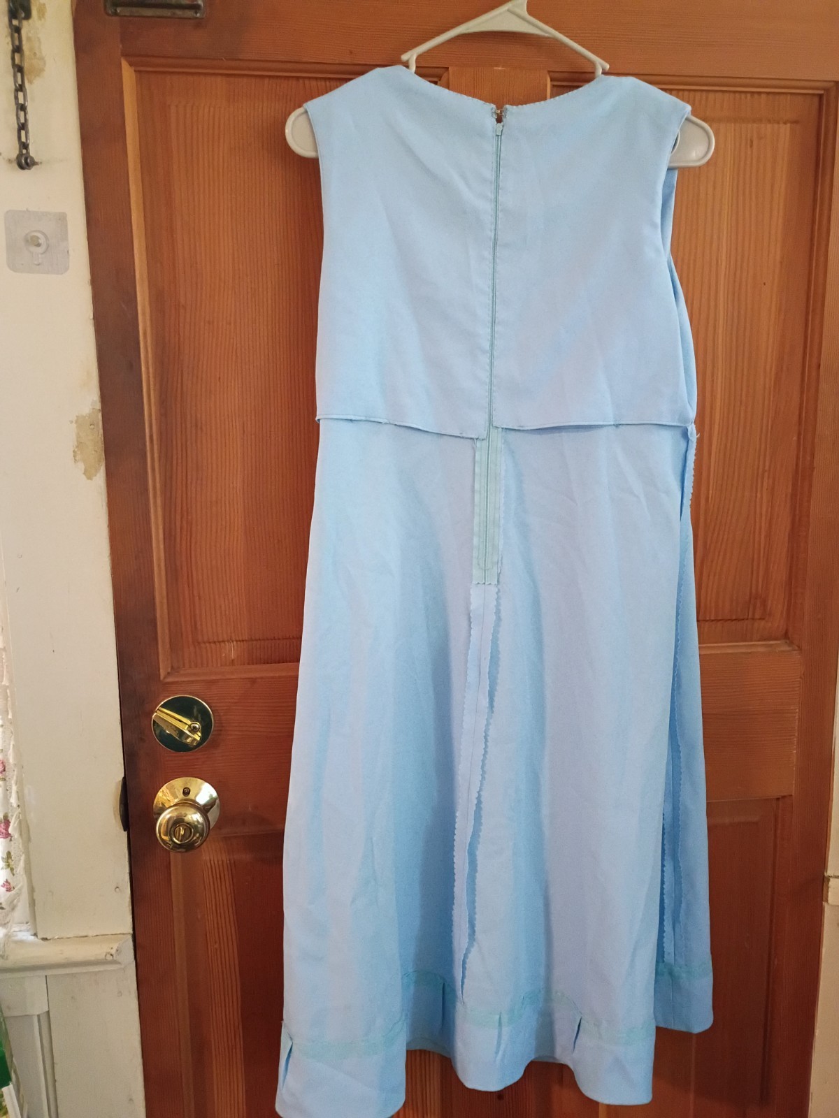 1960s Vintage Powder Blue Mid Length Dress Handsewn