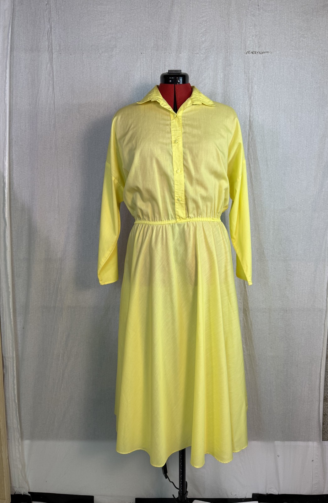 Vintage The American Shirt Dress 80s Yellow 50s Style fit & flare Size 8 M F728