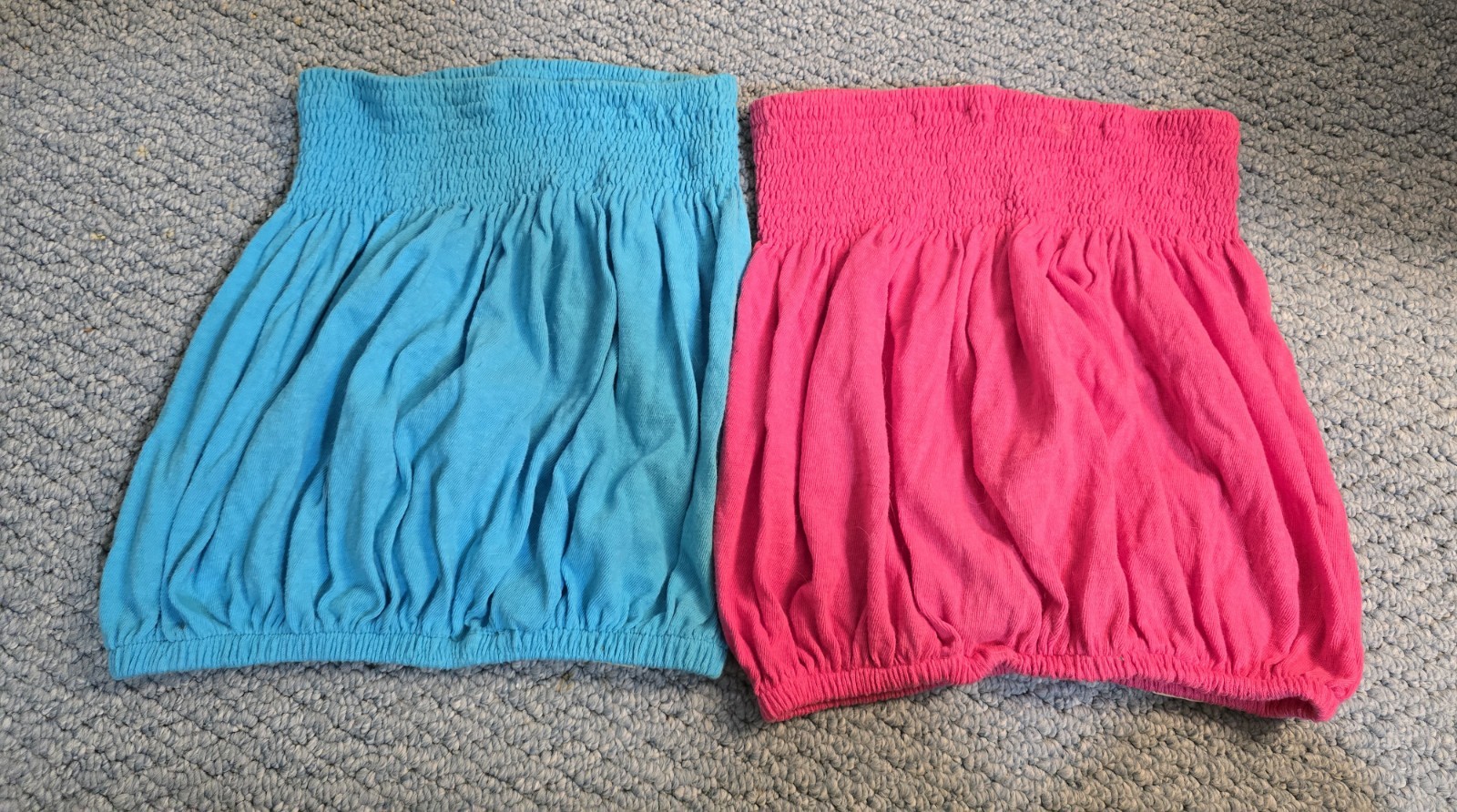 Vintage NOS Sun Top Tube Top Lot Of 2 Pink and Blue Made In USA 1 Size Fits Most