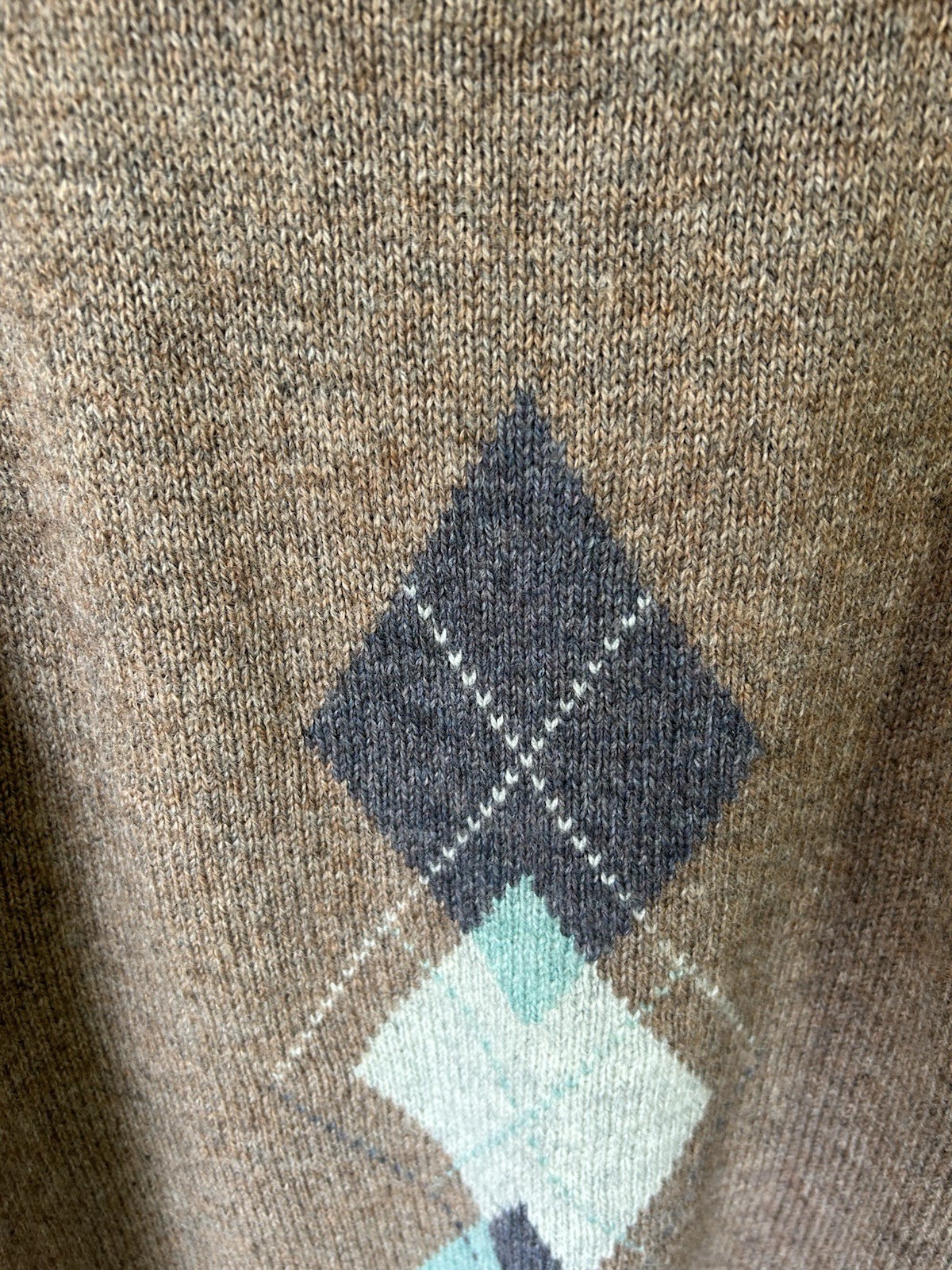 Vintage 80’s McGregor Wool Sweater Womens Argyle Sz. L Pullover Brown Diamond