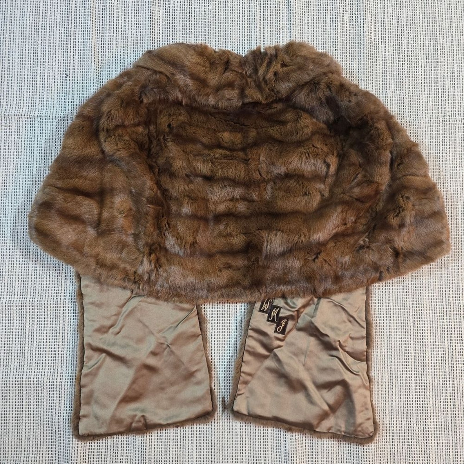Duplers Furs Vintage Mid Century Mink Stole Cape Wrap Brown Chocolate S/M Formal
