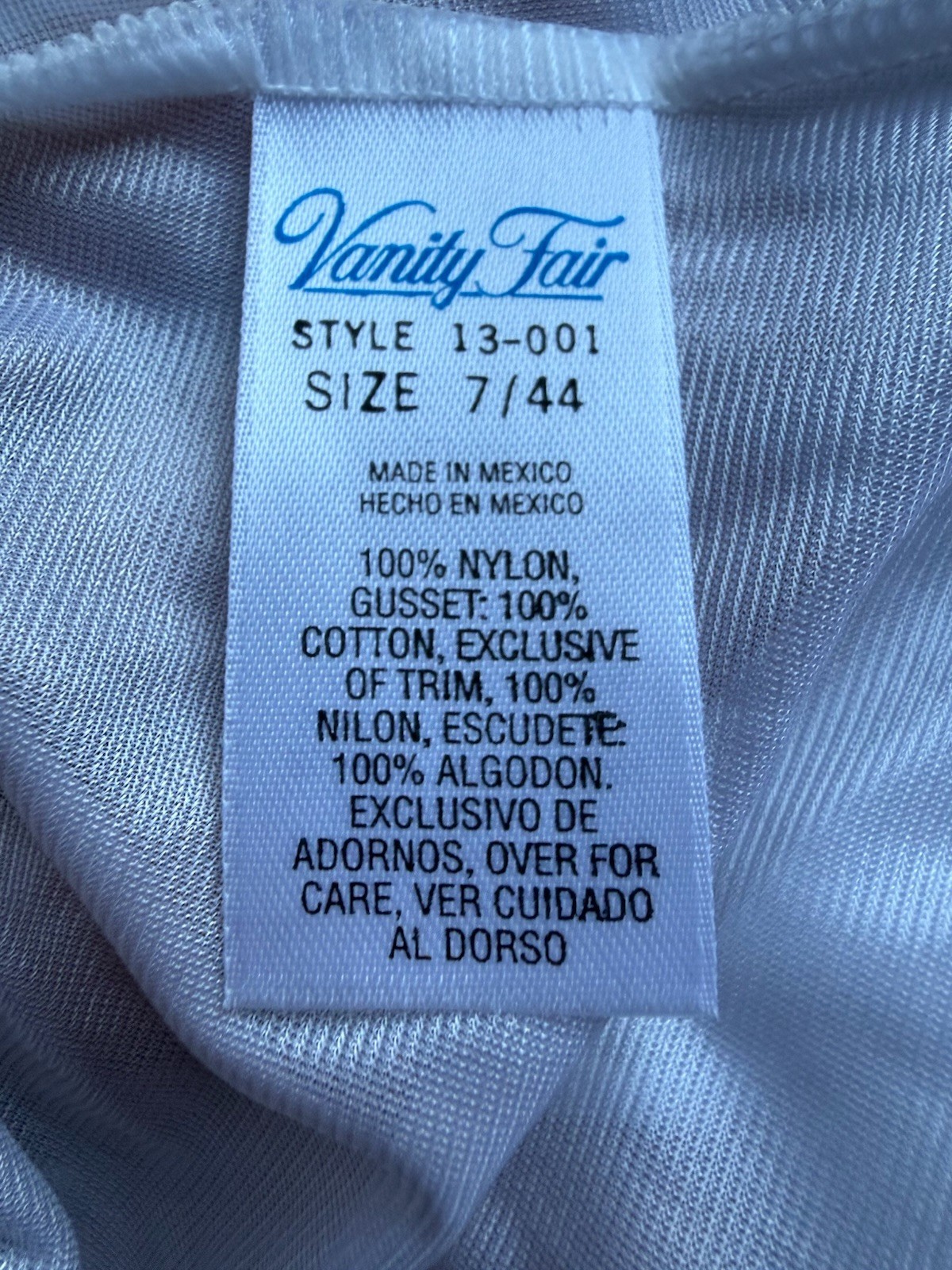 Vintage Vanity Fair Nylon White Panties Lace Detail Size 7 New With Tags