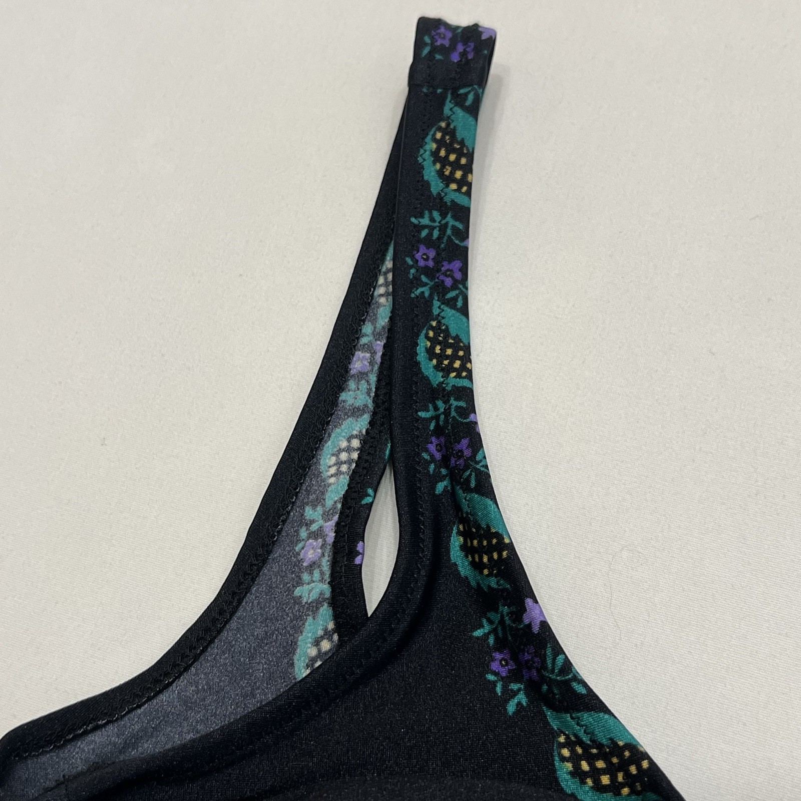 Vintage 1960s Gottex One Piece Swimsuit Sz 12 Black Retro Floral Low Back Pin Up