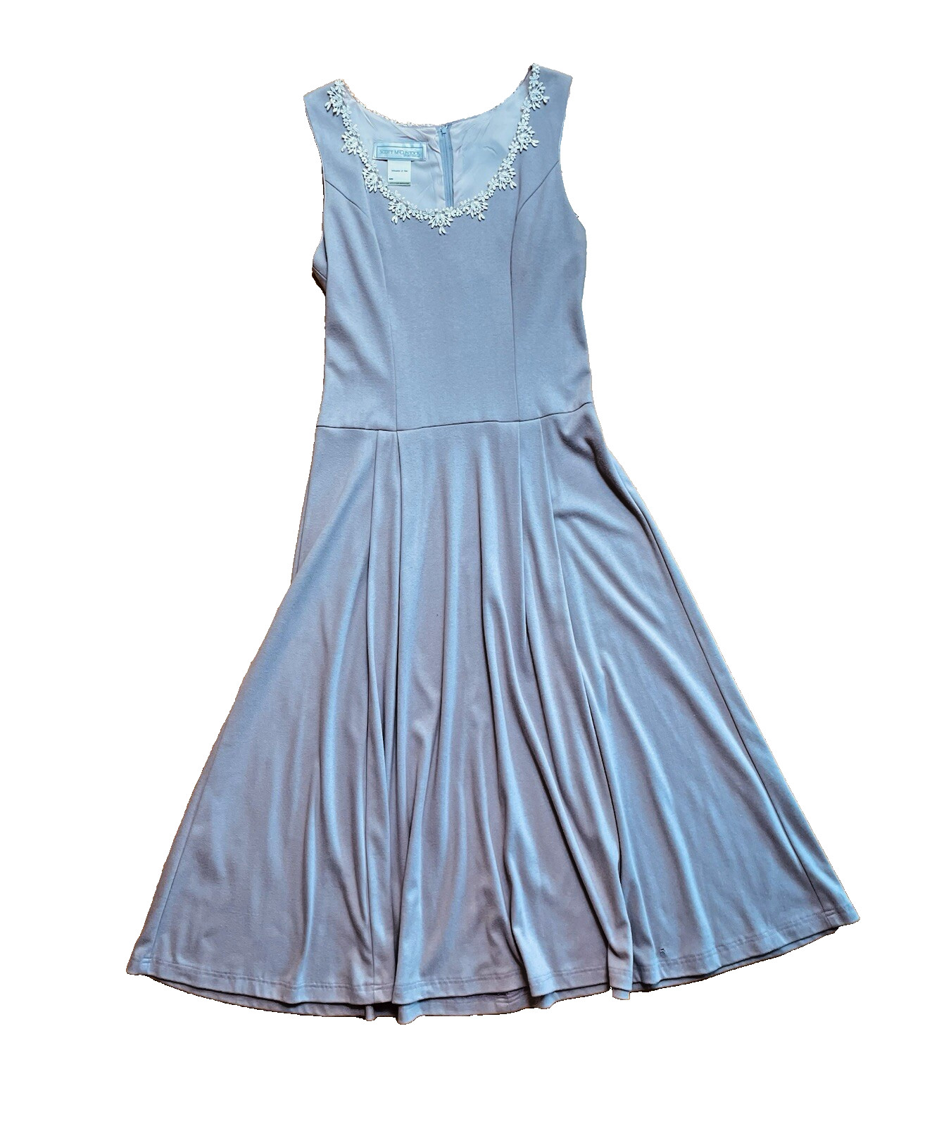 Vintage 80s Scott McClintock Dusty Mauve Cottage Midi Dress M Fit Flare Feminine
