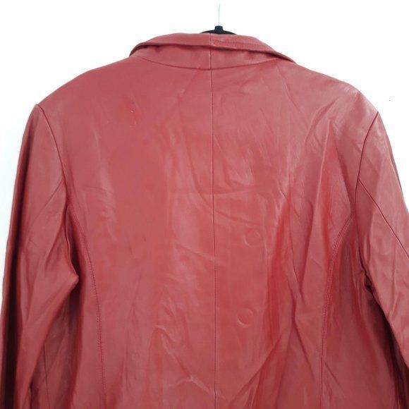 Vintage Midnight Velvet Jacket Faux Leather Moto Biker Zip Up Insulated Red XL