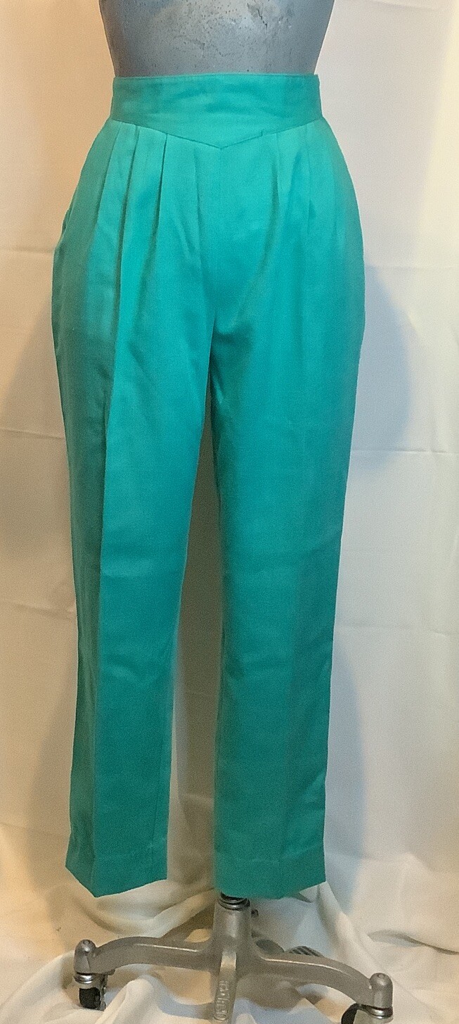 Vintage 80s Women’s David Hollis High Waisted Green Trousers Pants Sz 9