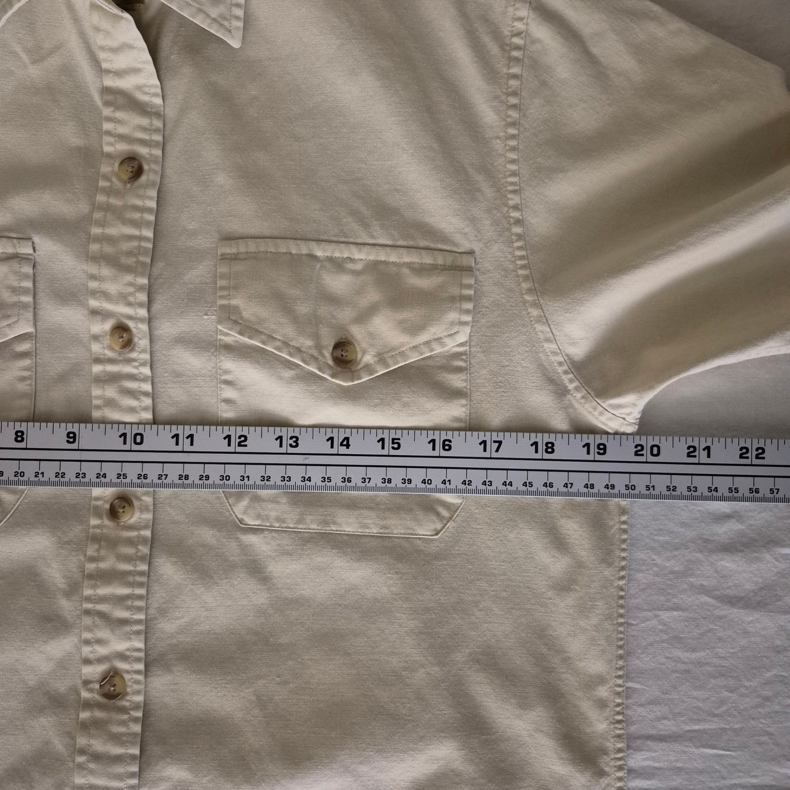 Vintage Banana Republic Safari Shirt Cotton Short Sleeve Beige Tan Utility Sz 6