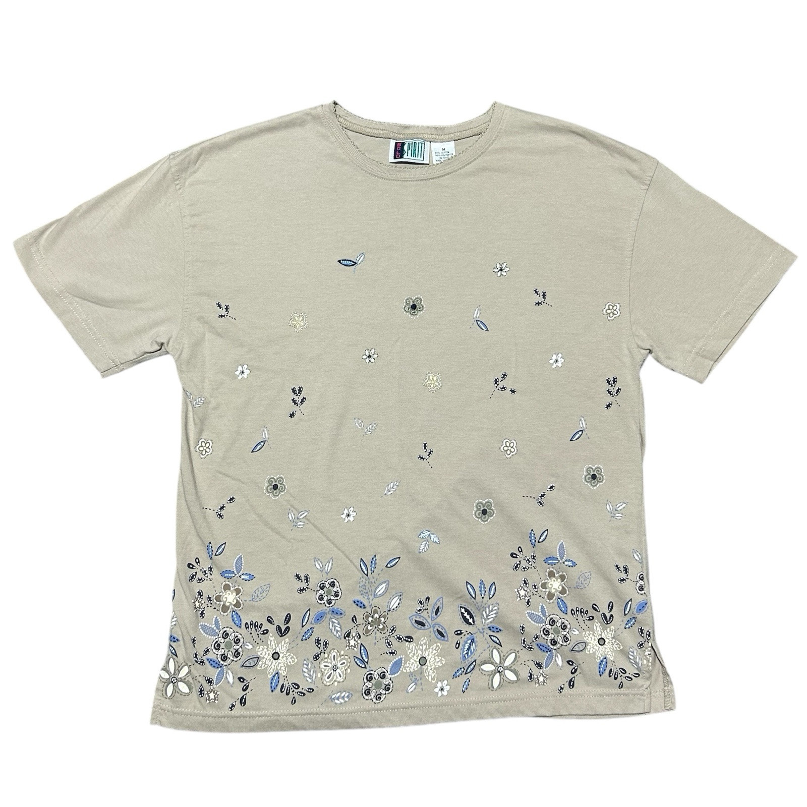 Vintage Embroidered Floral Nature T-Shirt Women’s Medium 90s Bold Spirit Grandma