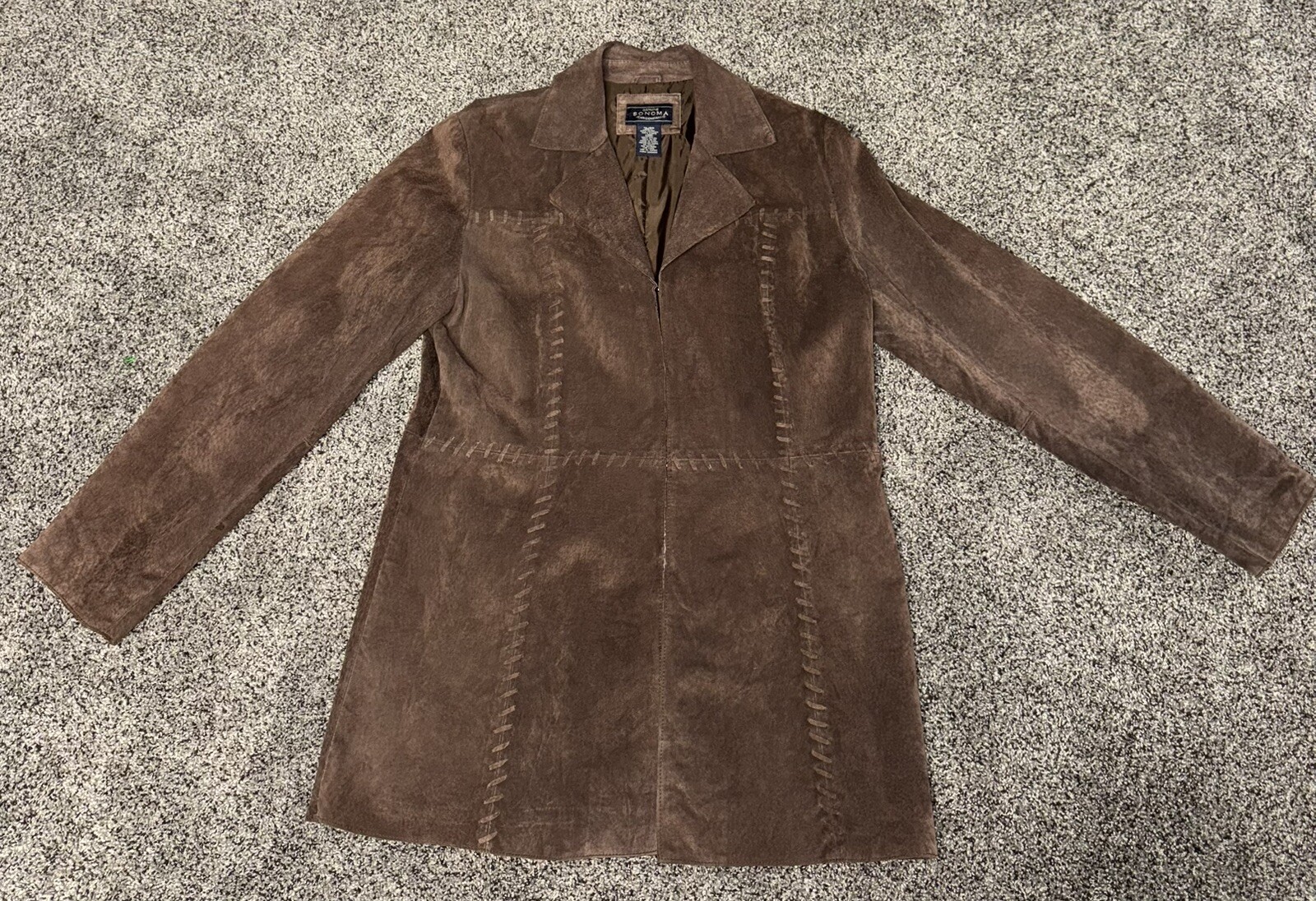 Vintage Fitted Leather Suede Sonoma Jacket XL With Stitching Detail