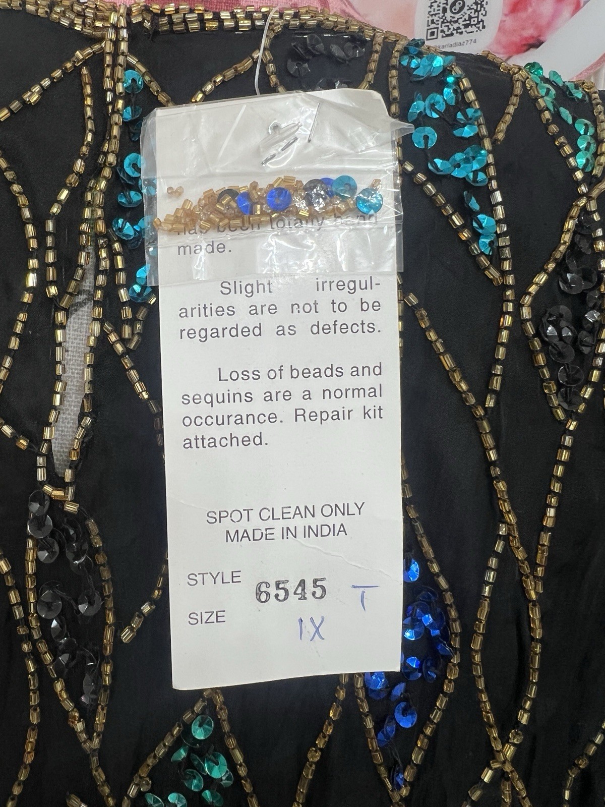 Vintage 80’s Laurence Kazar, 100% Silk, Beaded Sequin Blouse, Size 1X, NWT