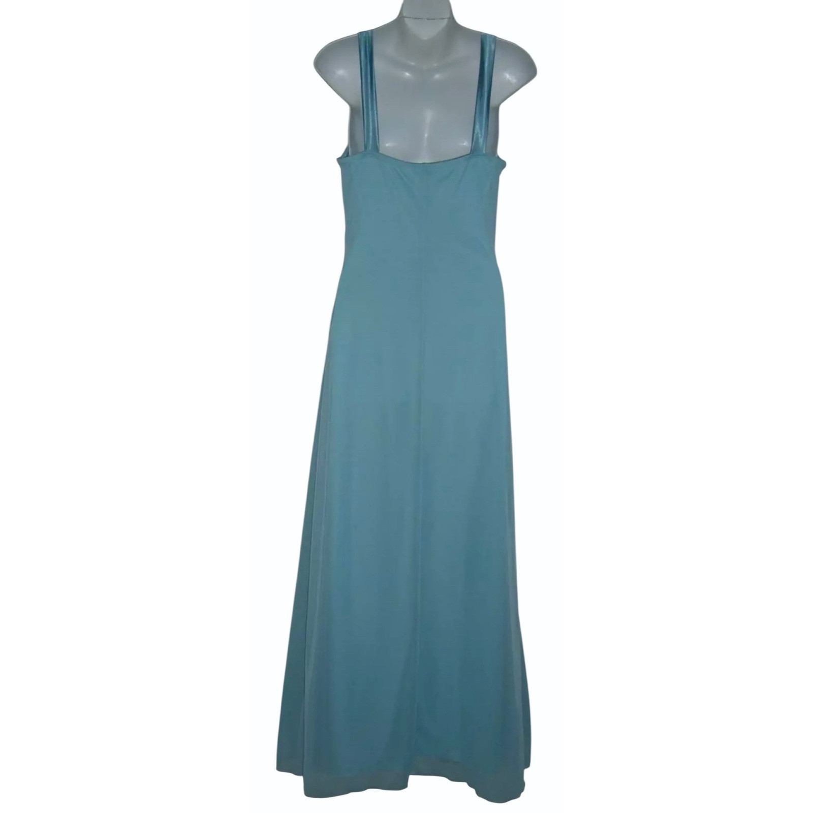 Taboo Dress Vintage 90s Aqua Mermaid Mermaidcore Bling y2k Rhinestone Satin Gown