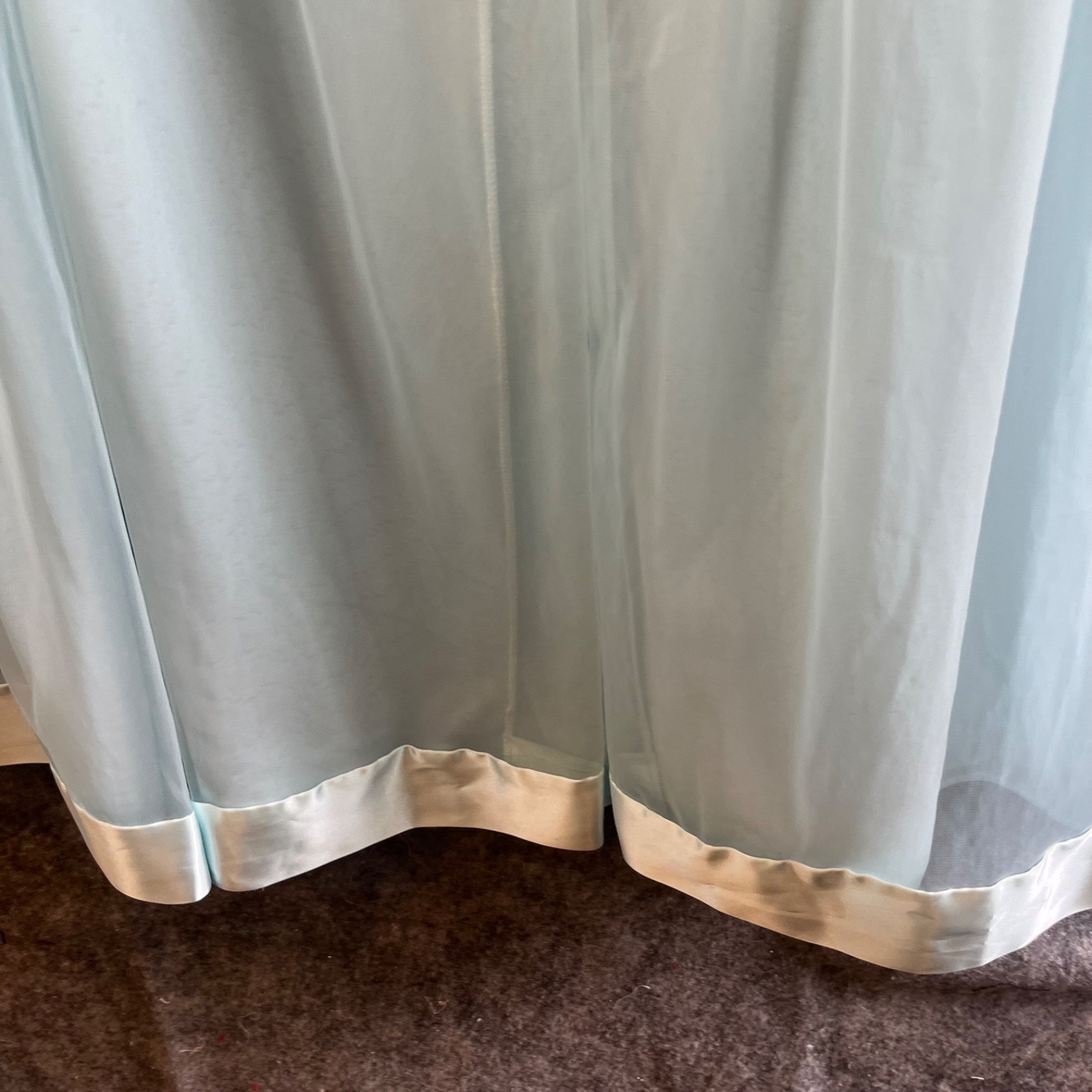 Vintage Gossard Artemis Peignoir M Sheer Robe Floral Nylon BLUE 60s 70’s EUC