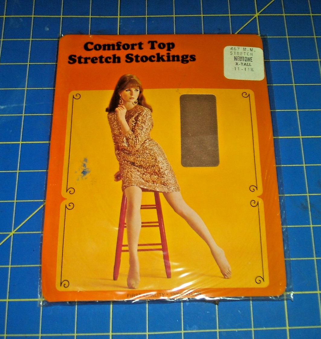 SZ 11-11.5 EXTRA TALL VTG TALL GIRLS GARTER NYLON STOCKINGS LARGE & LONG