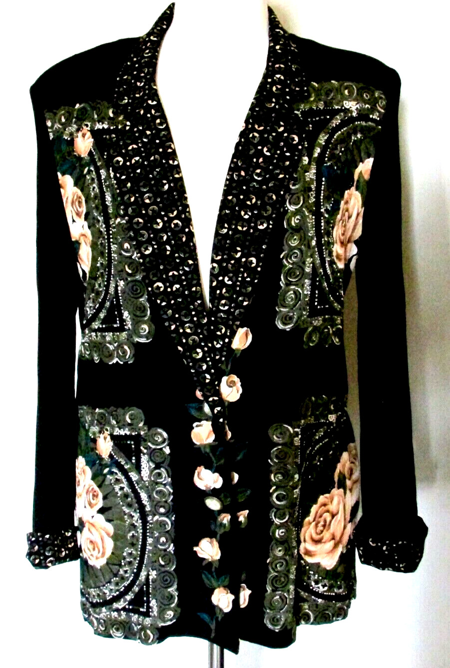 CAROLE LITTLE PETITES Vintage ROSES JACKET-size 8
