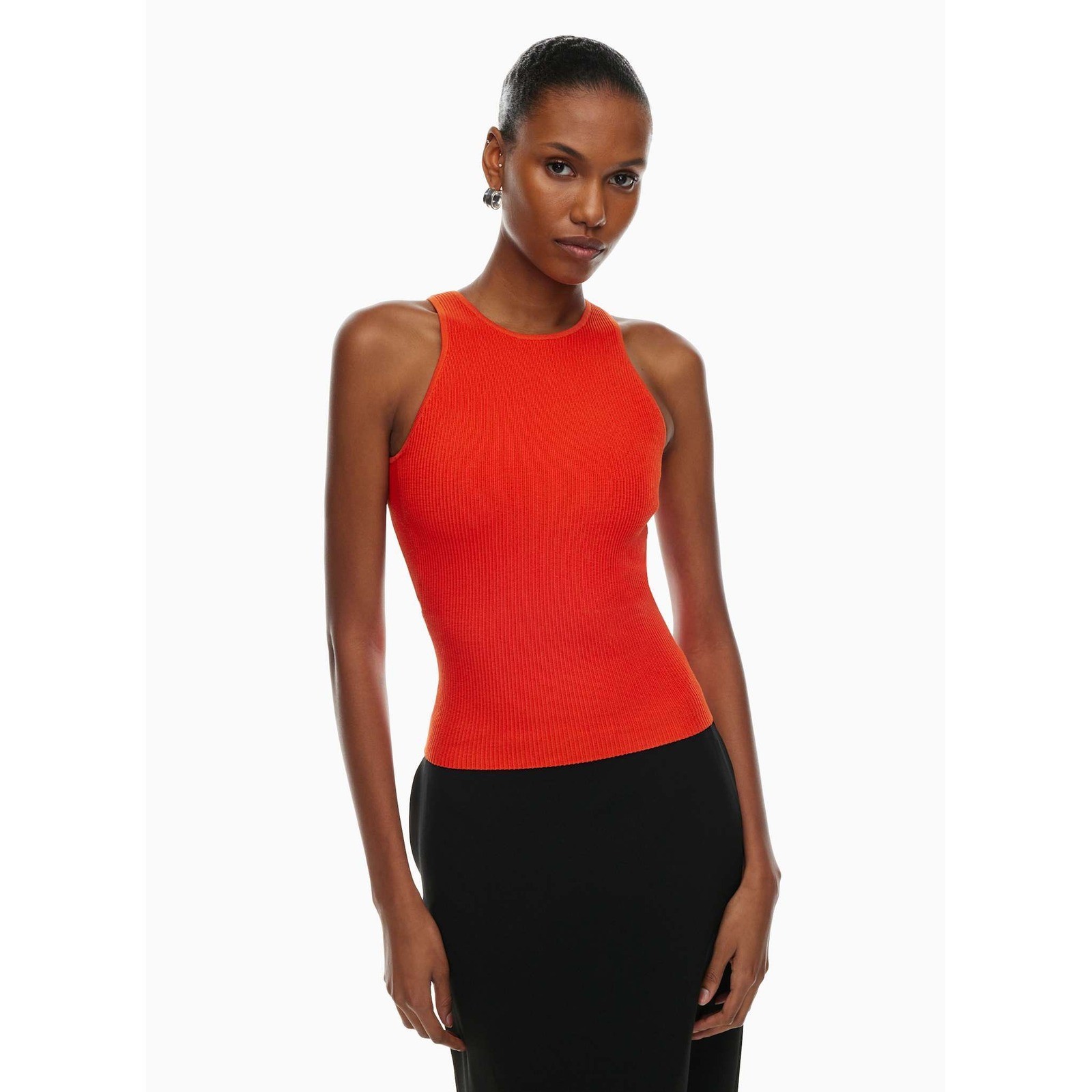 Aritzia Babaton Sculpt Knit Event Top Hot Cheeky Orange Open Back Size S