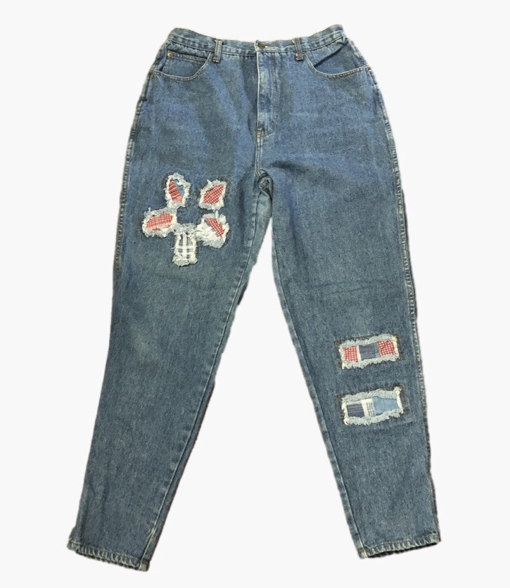 Stefano International Women Jeans Patchwork High Rise Sz 32 Tappered
