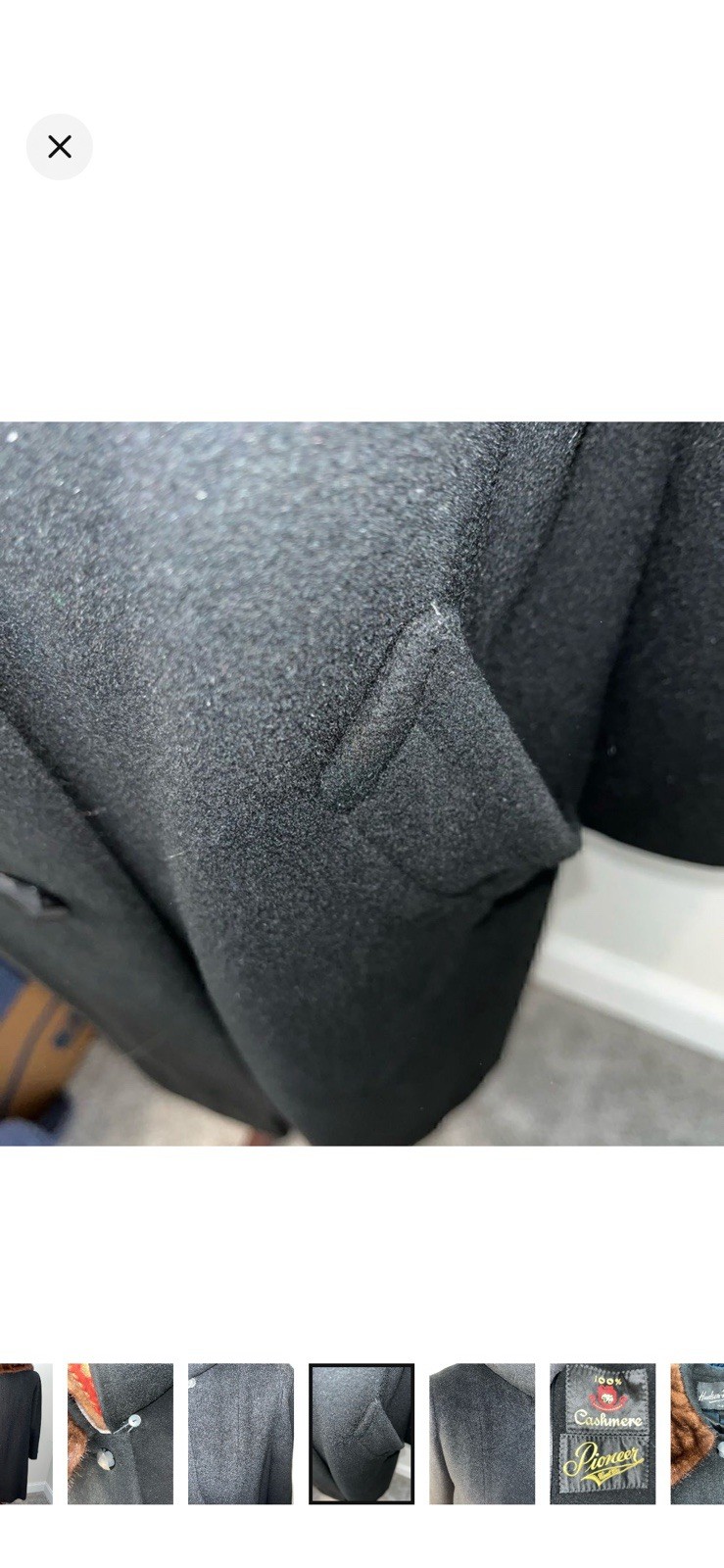 Hudson-Belk 100% RETRO Cashmere Vintage Fur Shawl Collar Coat JACKET Black M
