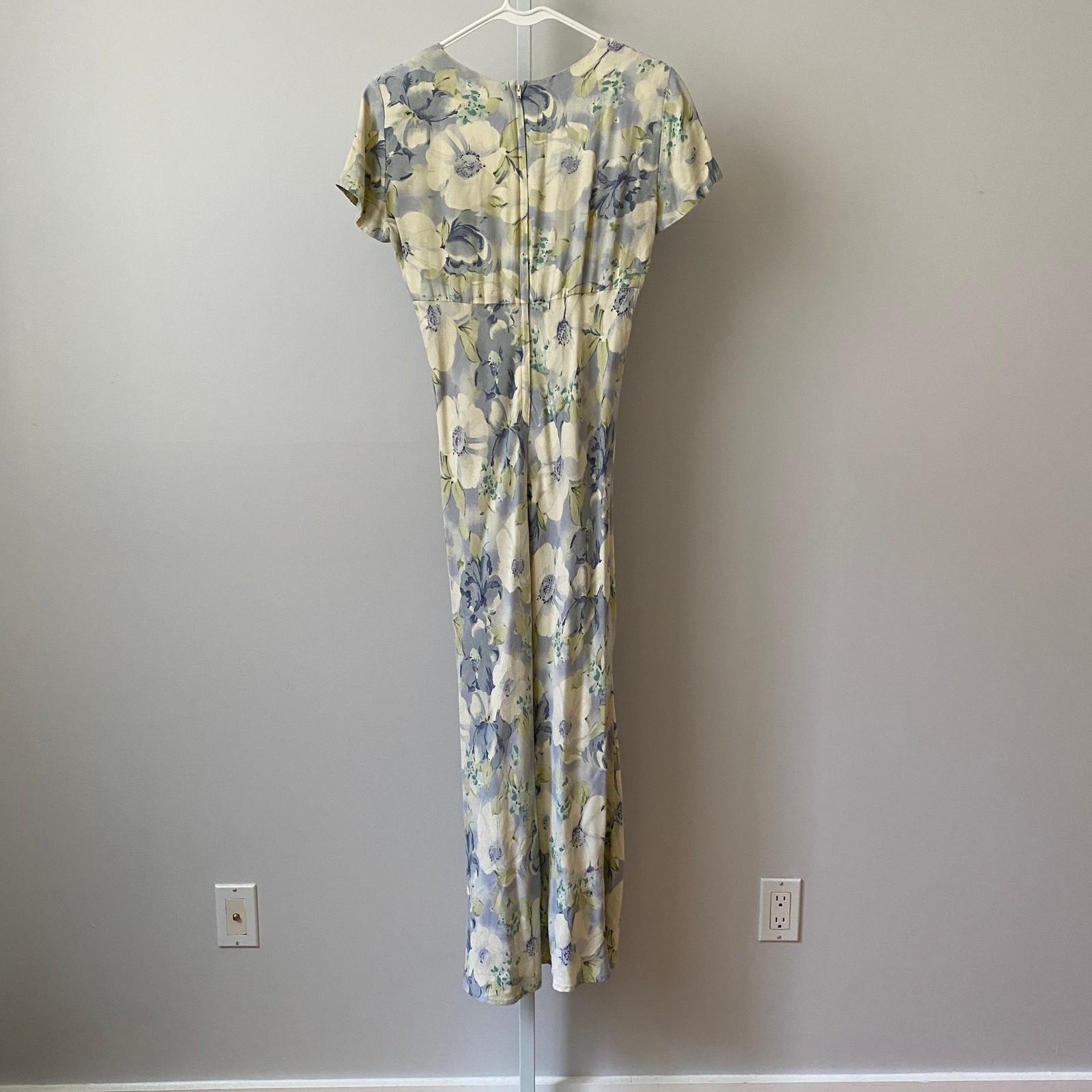 All That Jazz Rayon Dainty Fairy Floral Maxi Dress 7/8 Blue Yellow Cottagecore