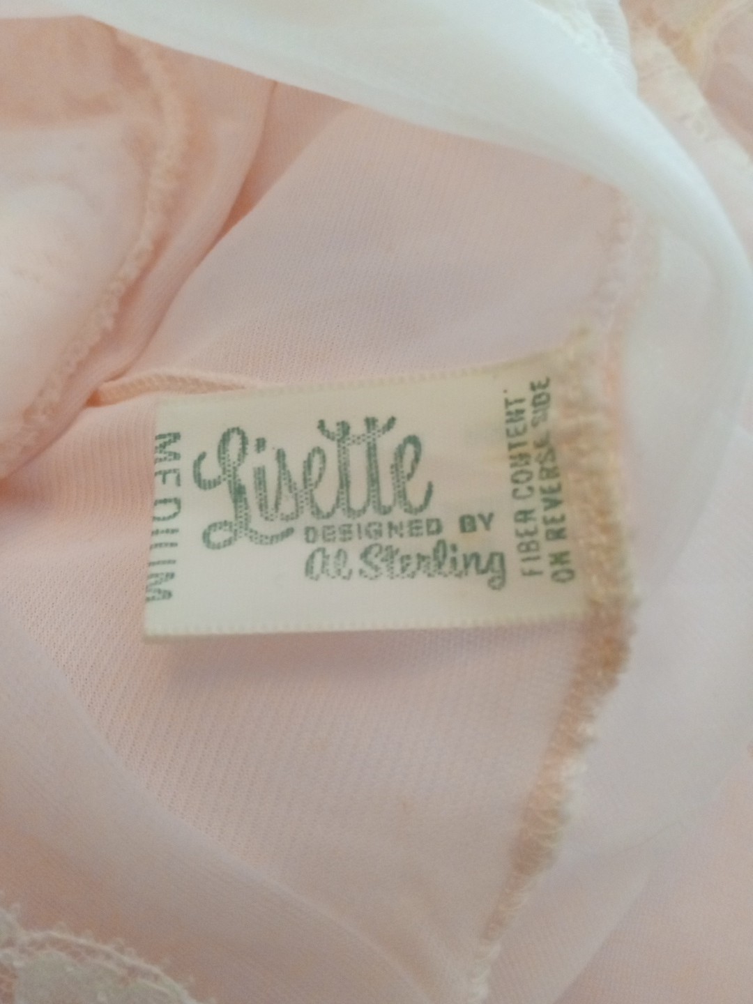 Vintage Ballet Pink Sheer Piegnoir Set Nightgown Robe Lace Trim Medium 1960s