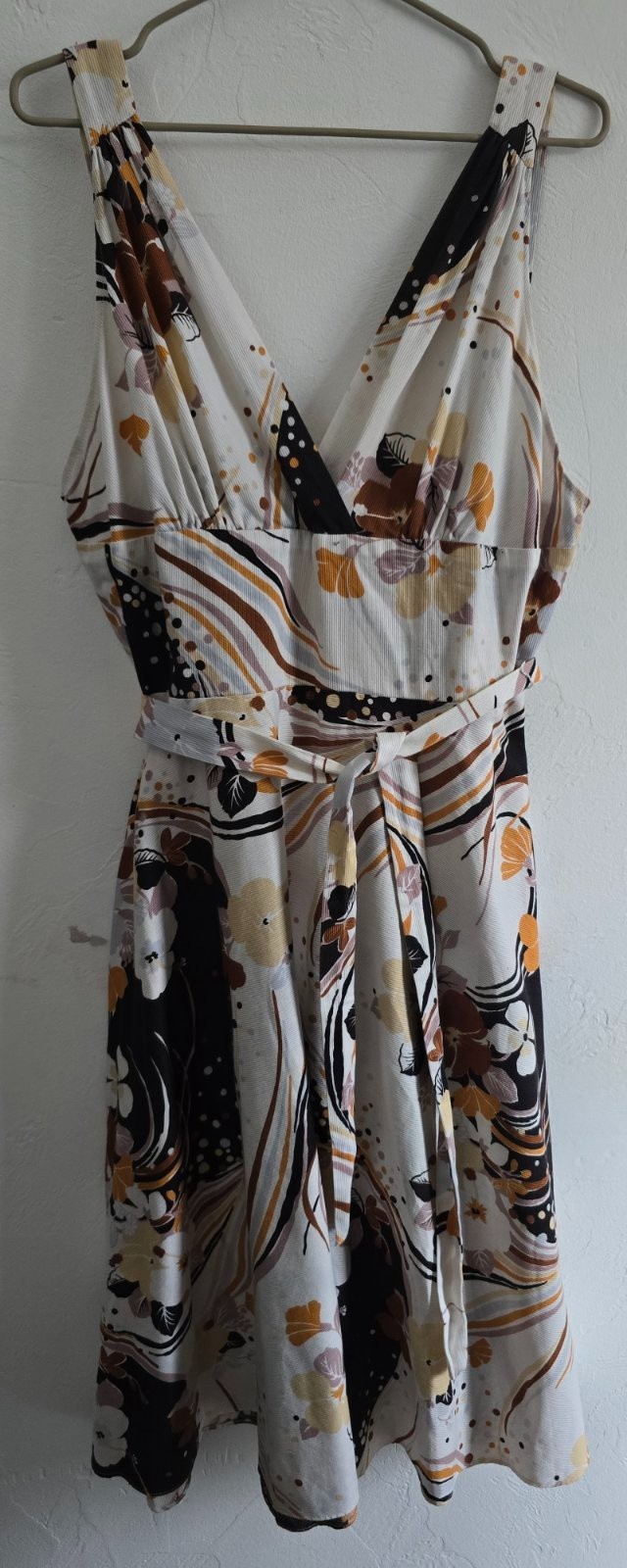 Vintage70sTRINA LEWIS& MARJON COUTURE Cotton Dress Abstract Floral Bust-90cm/35″