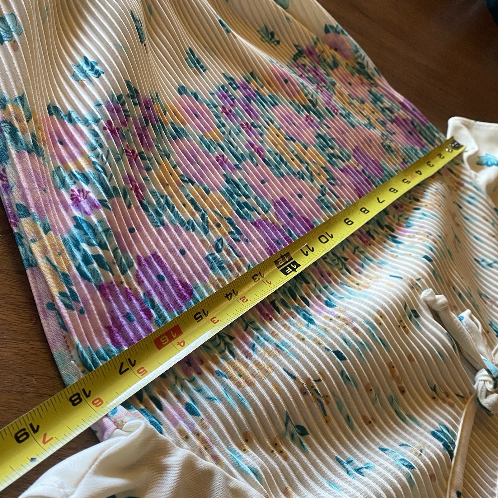 VTG Handmade Floral Leaf Pleated Dress Womens S/M Pastel Cottagecore Prairie S/S