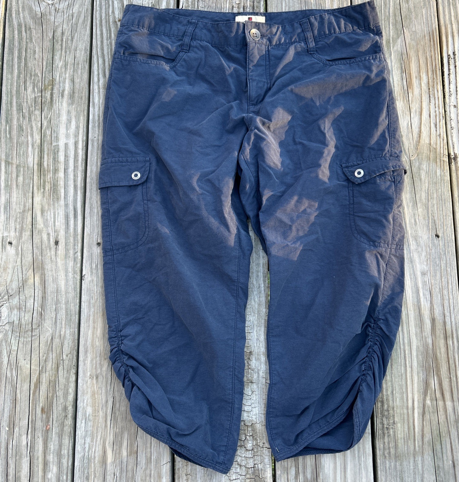 Vtg true 80s Woolrich Capri Shirts cargo pocket Navy Blue dark Women’s-size 8