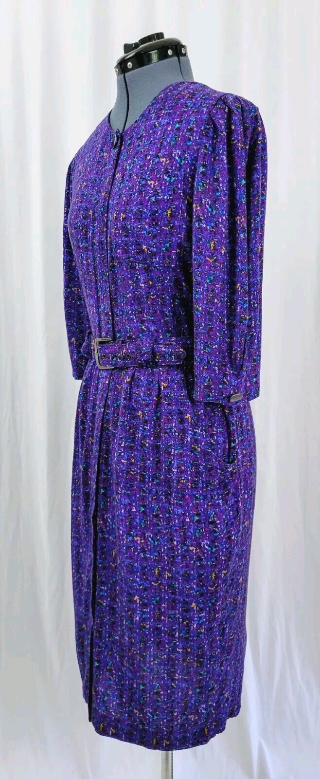 Vintage VLP Petites Purple Button Down Dress w Matching Belt Size S?