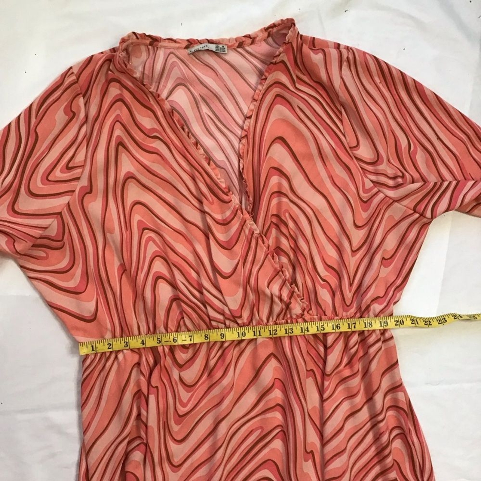 Black Tape Women Pink Multicolored V-Neck Bishop Sleeve Ruffle Event Sundress 3X