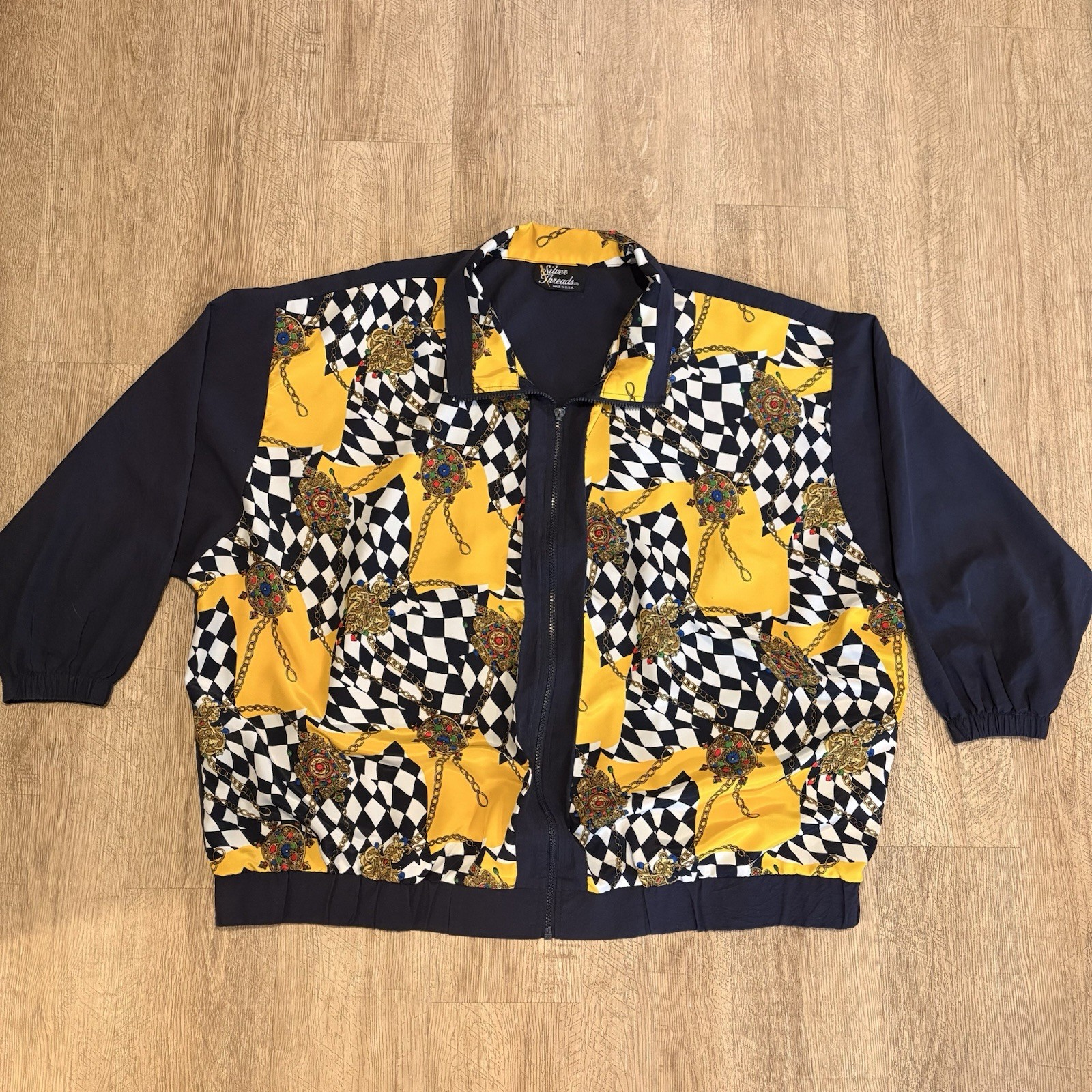 Vintage Silver Threads Windbreaker Sports Jacket 3XL, 80s/90s Print, USA