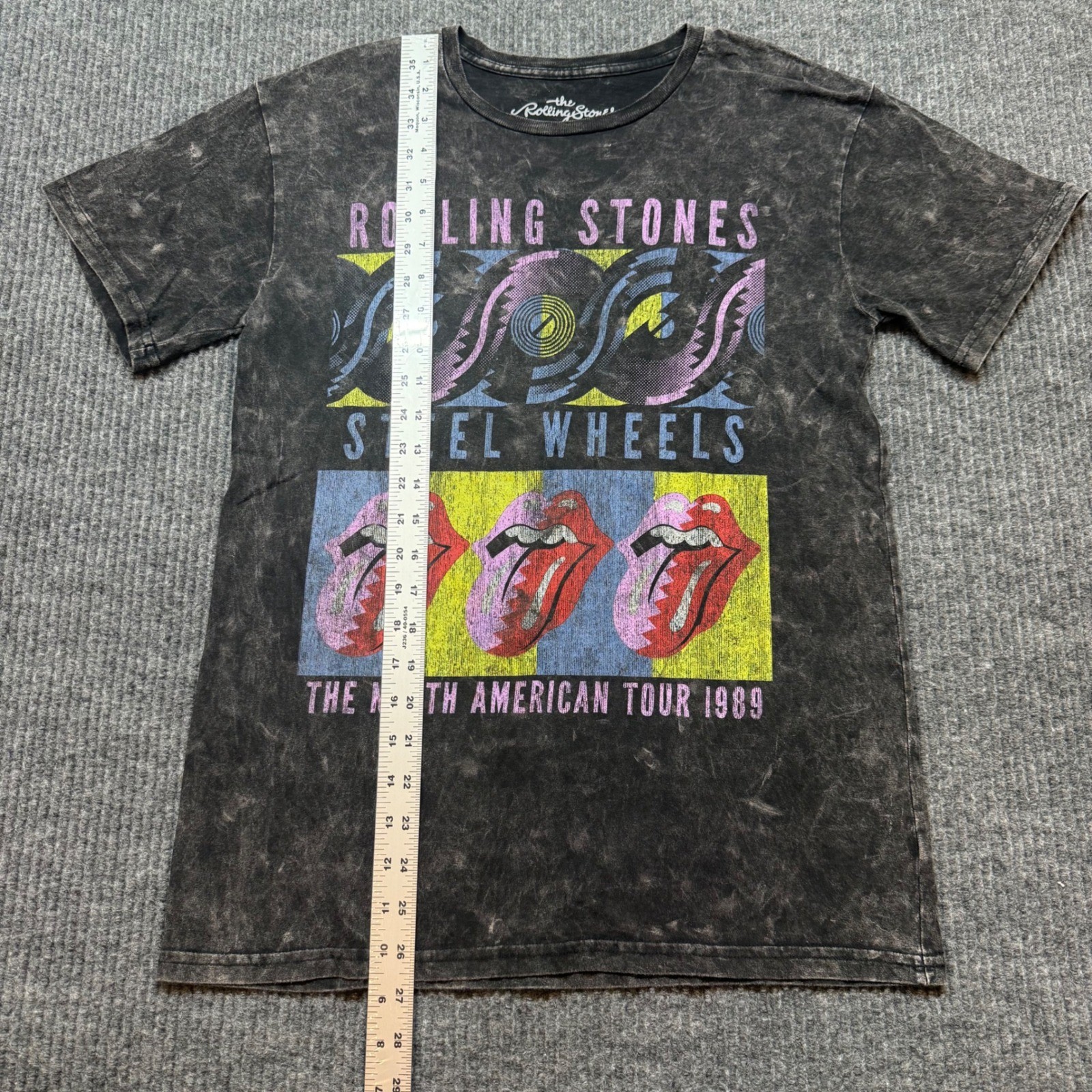 Rolling Stones Steel Wheels Tour 1989 Tee Womens Medium Black Vintage Graphic