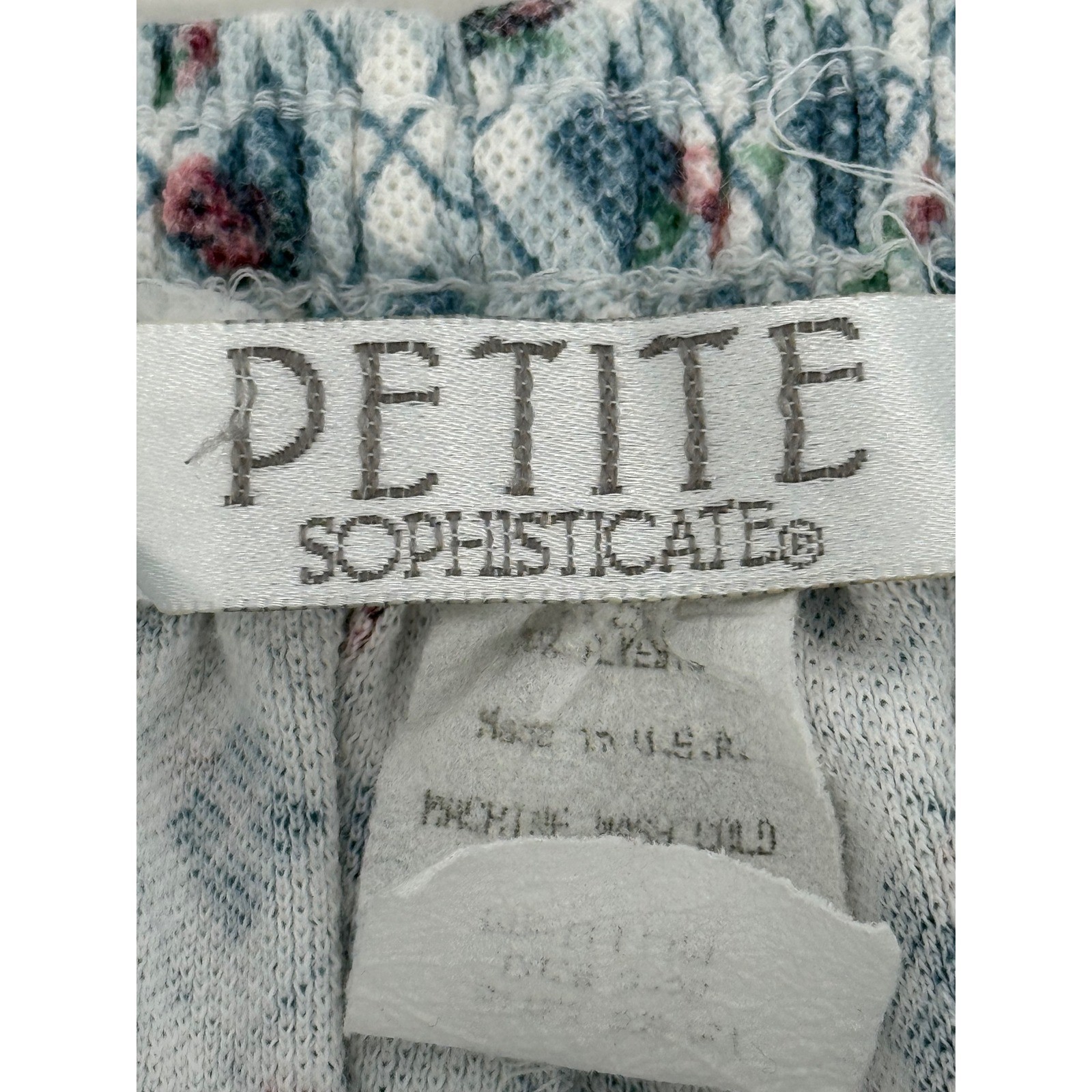 Petite Sophisticate Vintage 90s Floral Plaid Shorts Blue White Made in USA Sz M
