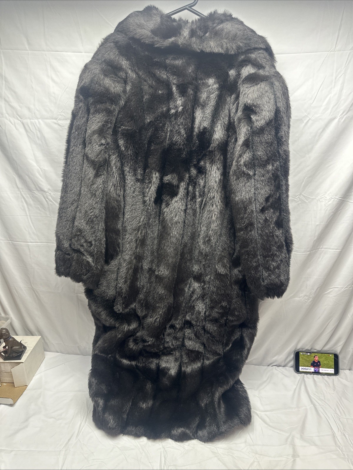 Monterey Fashions Vintage BLACK Faux Fur Coat Made İn USA 20W