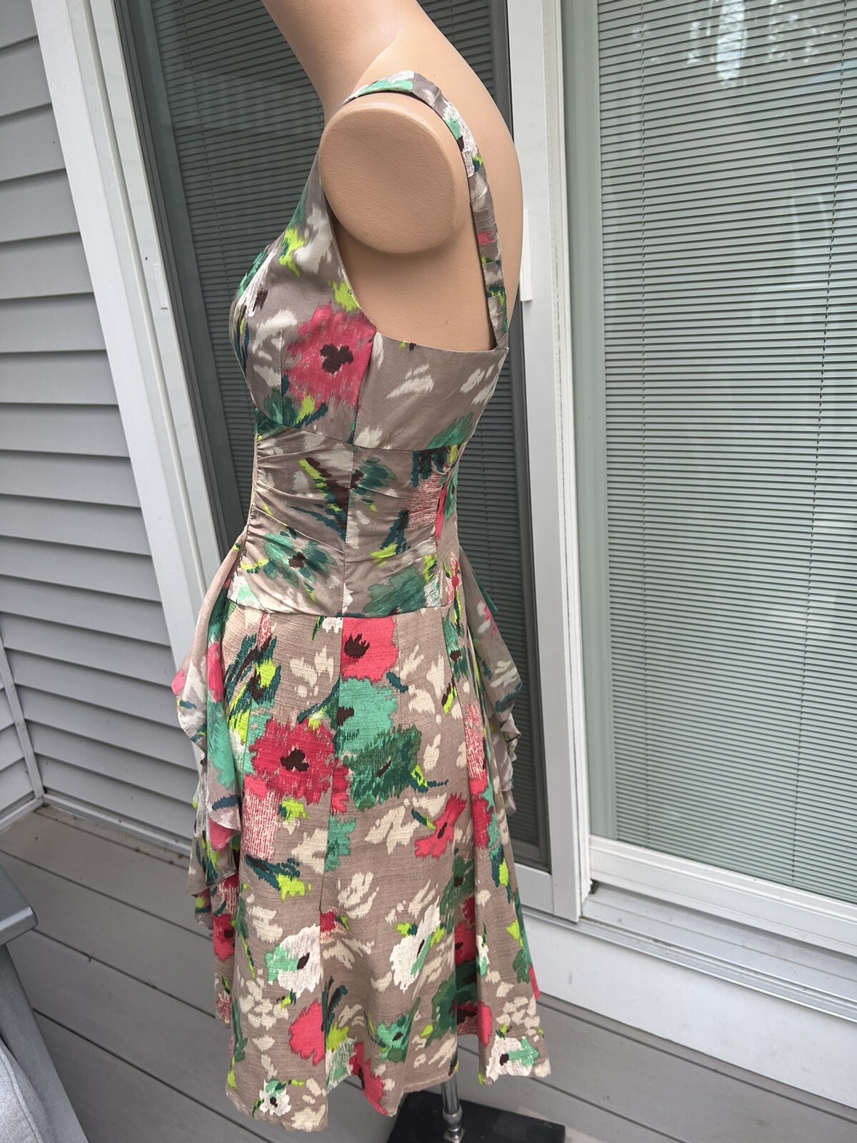 Vintage Nanette Lepore Summer Dress, Floral Print Dress with Ruffles, XXS