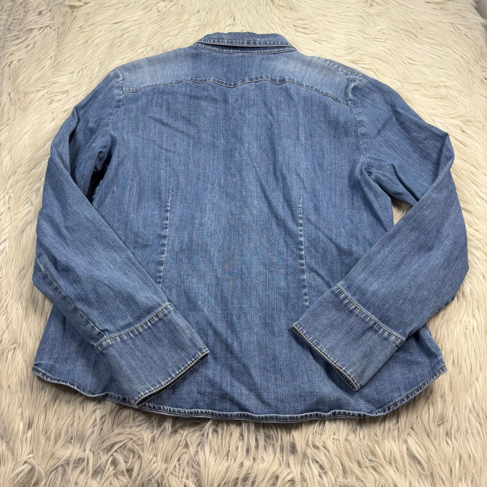 Vintage Y2K Gap Women’s XL Pearl Snap Western Denim Shirt Cowgirl Festival