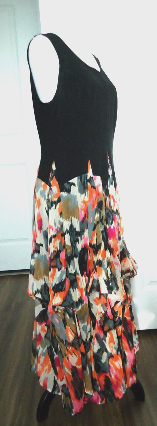 Vtg-90 The Pyramid Collection Sleeveless Cotton Dress Adjustable Skirt Style-M