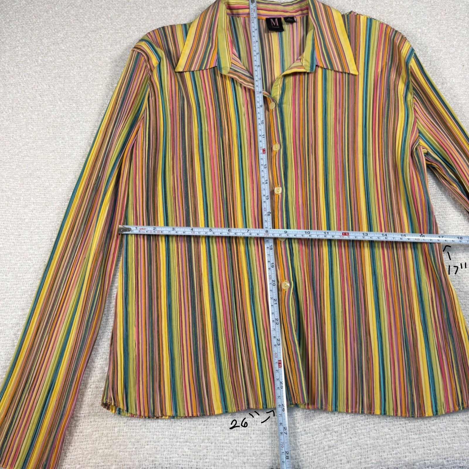 vintage 00s milano button up collared blouse candy stripe hippie 70s retro artsy