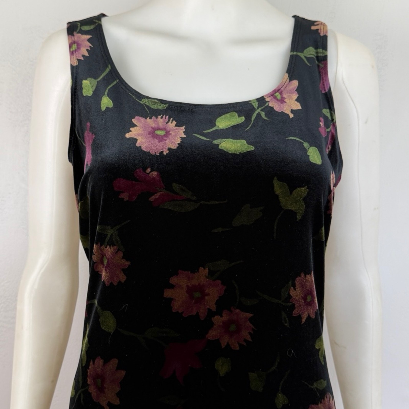 Vintage Crushed Velvet Dress & Jacket Set Size Small 90s Black Floral Maxi