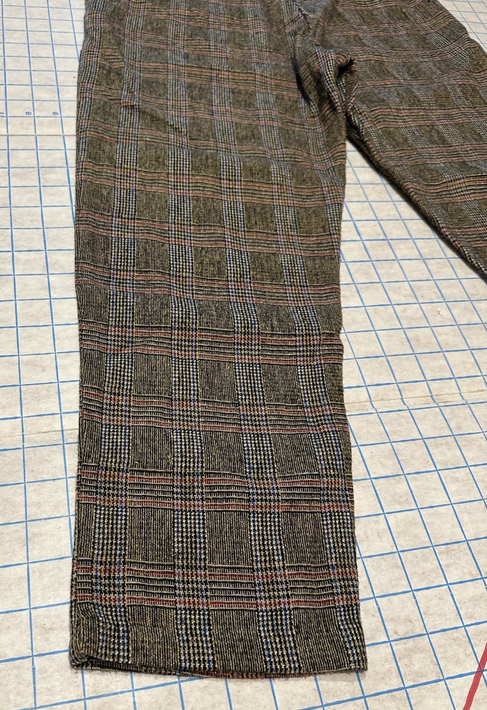 Vintage 1950s Nylon Wool Pants Women’s Tailored High Waist Glen Check Plaid