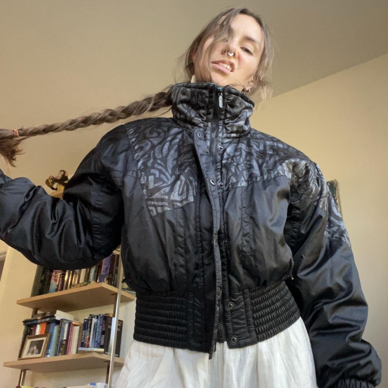 VTG 80s/90s SNUGGLER SKI JACKET – TURQUOISE LINING + GRAFFITI PRINT – MINT!