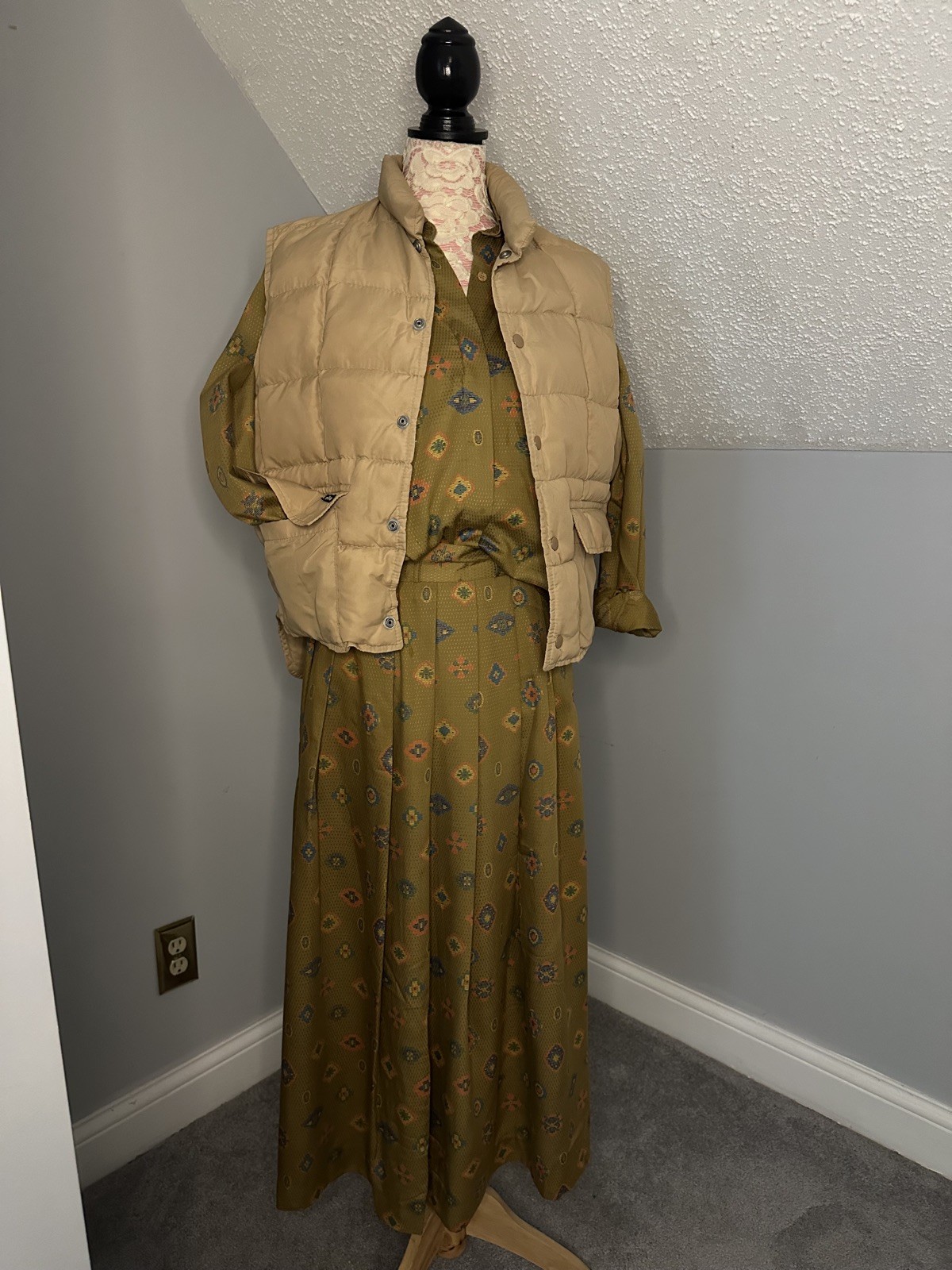 70s Embroidered Western Button Top & Skirt by John Henry Sz 4 Pleated Midi Set