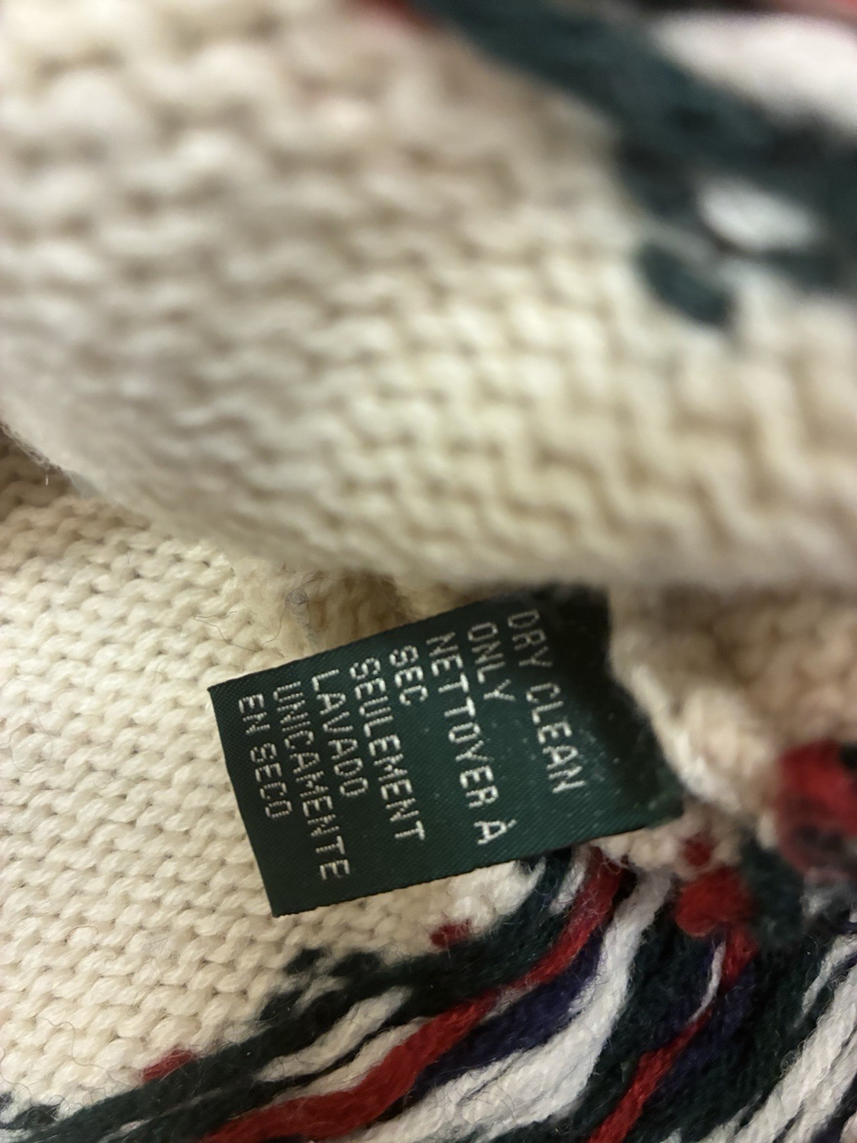 VTG Lauren Ralph Lauren Exclusive Handknit Dog Trees Ski Nordic Wool Sweater PS