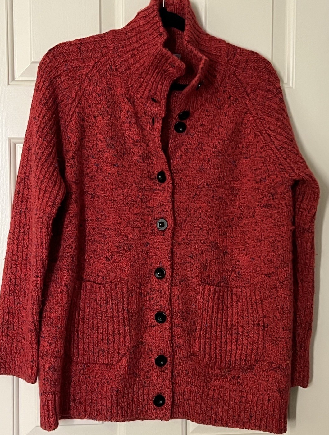Vintage Draper’s Damon’s Women’s Sz Petite L Cardigan Red & Black Button Up 90s