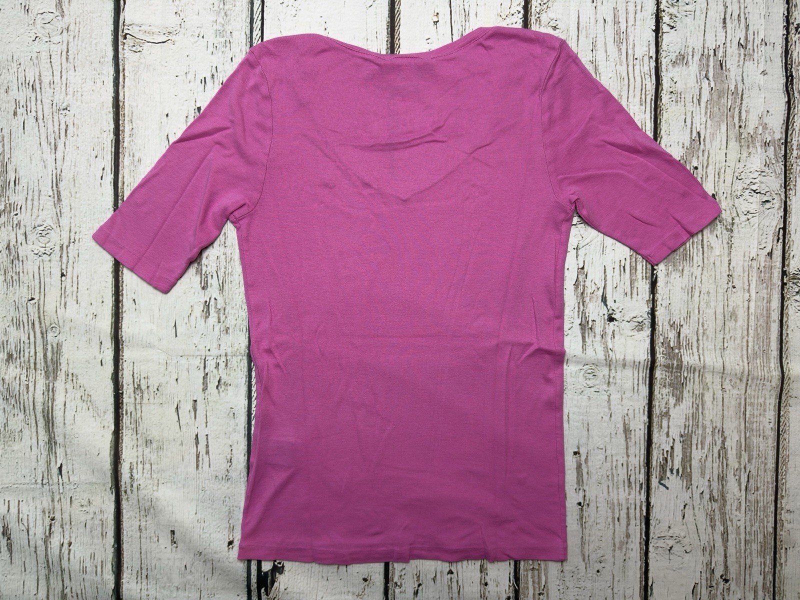 VTG Ralph Lauren Sport Solid Pink 1/2 Sleeve V-Neck Single Stitch T-Shirt – Sz L