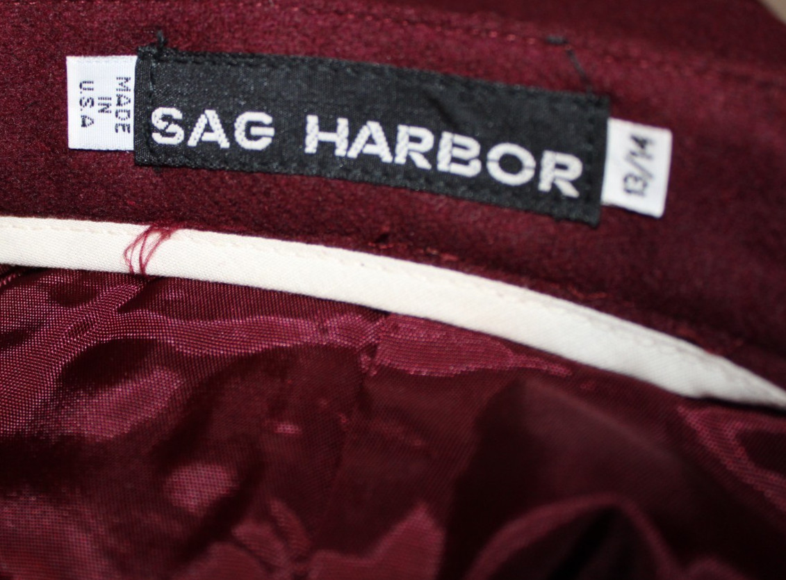 Vintage Sag Harbor Marina Pappas Wool Blend Skirt – Dark Red / Burgundy NOS