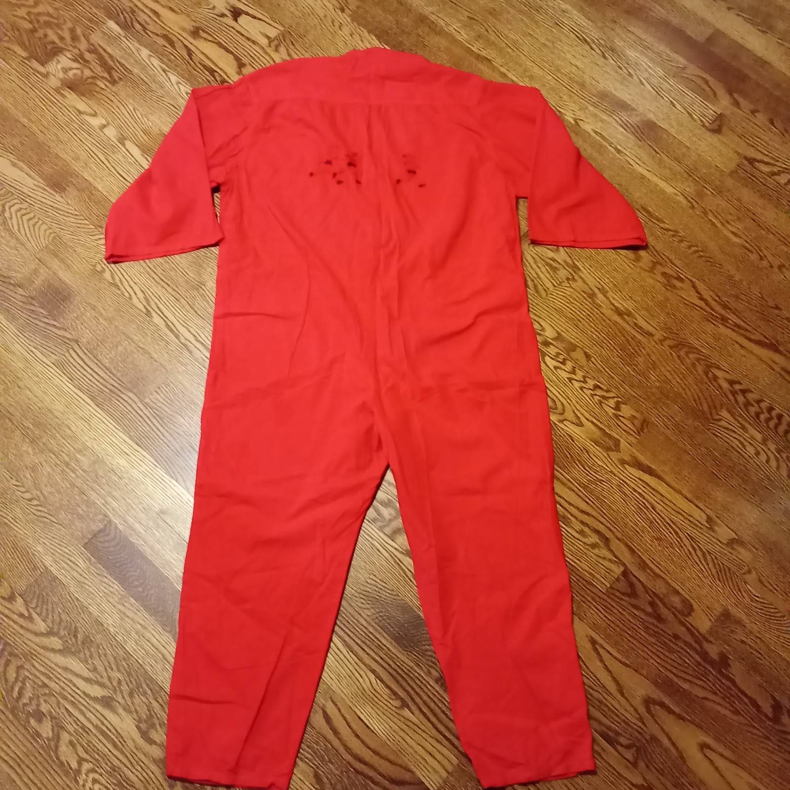 Vtg naf naf Paris Red Embroidered Cotton Jumpsuit OSFM