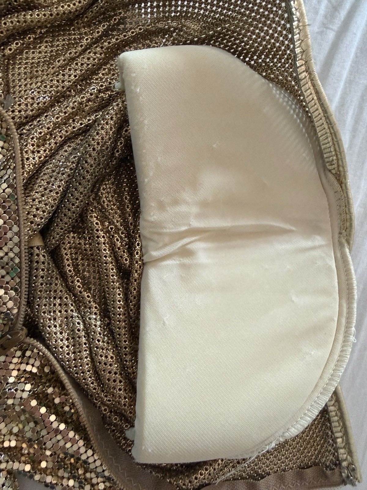 VTG Sexy Whiting & Davis Vintage Metal Mesh Gold Top Bag Liquid Chain Mail RARE