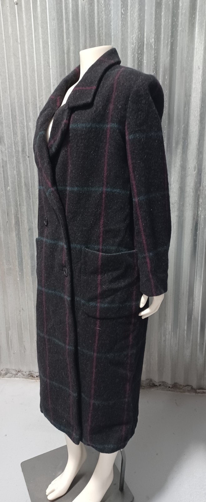 Vintage 1980s Mackintosh New England Plaid Wool Ladies Trench Style Lined Coat