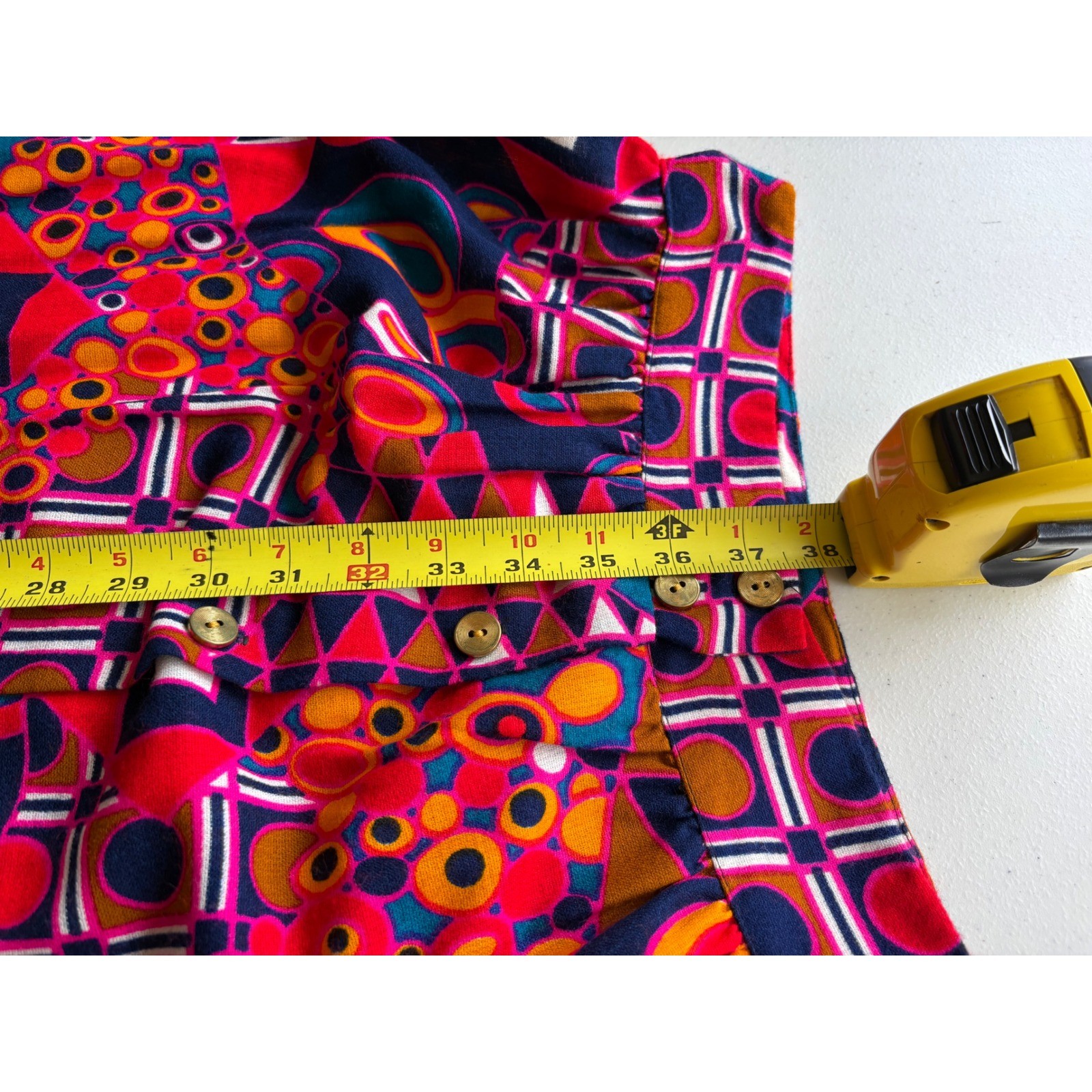 Vintage Geometric Abstract Print Maxi Skirt Retro Small / 6 Pink