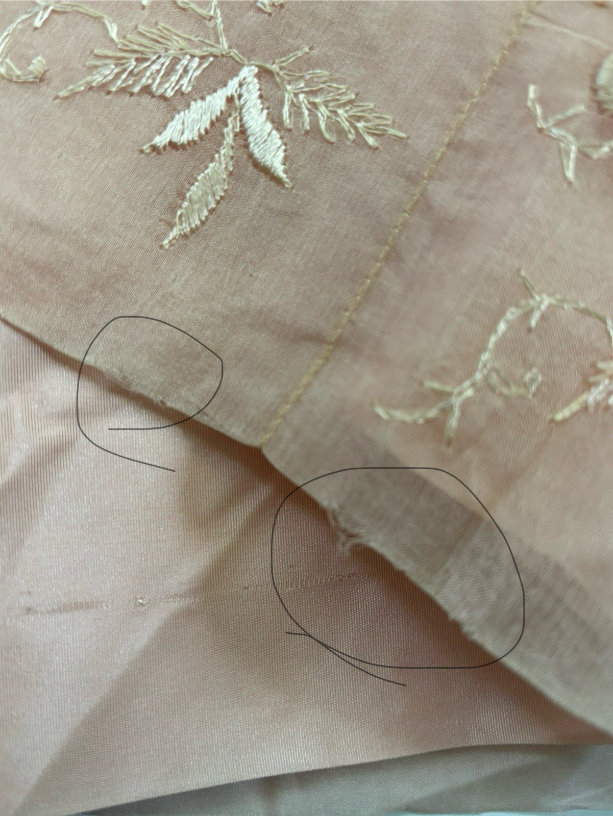 Vintage Pink Embroidered Organza Wiggle Dress Pin-Up Tiki Rockabilly XS Flawed