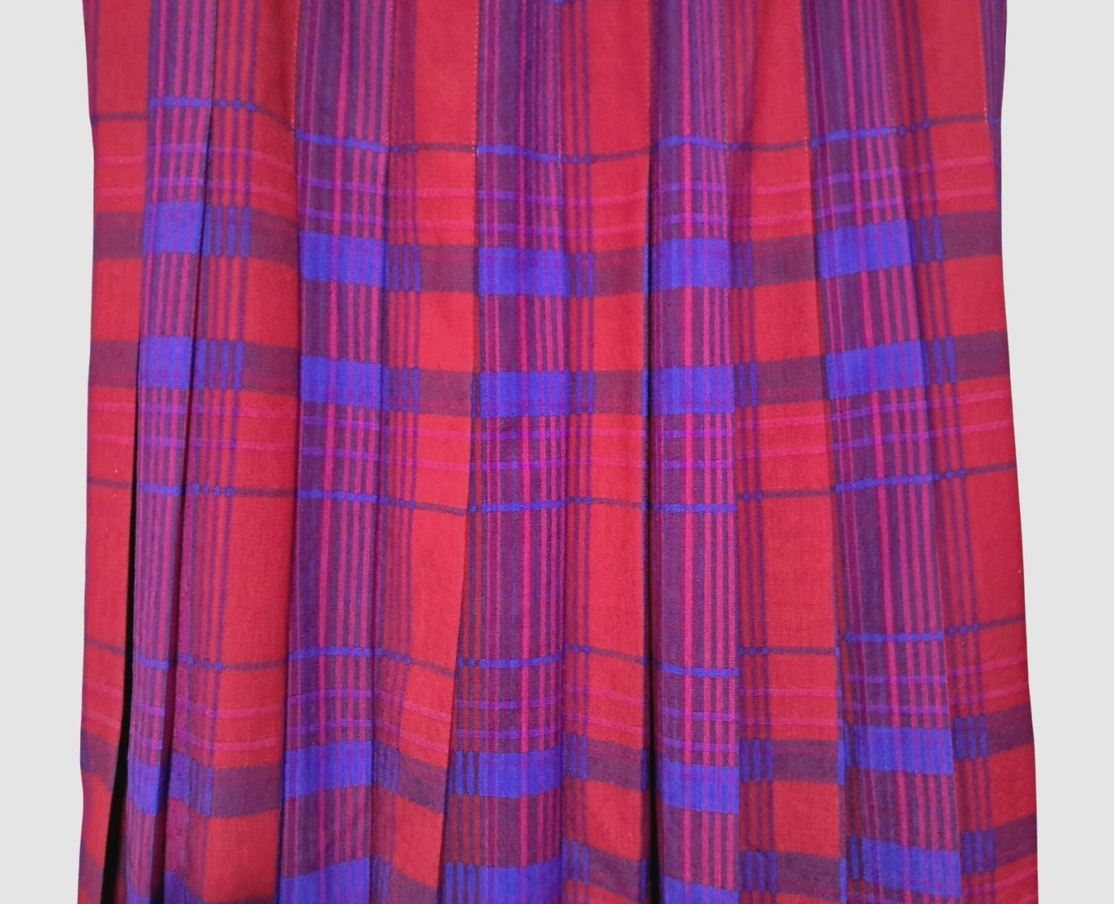 Pendleton Pleated Skirt Womens 6 / 8 Vintage Red Purple Plaid Wool Midi Made USA